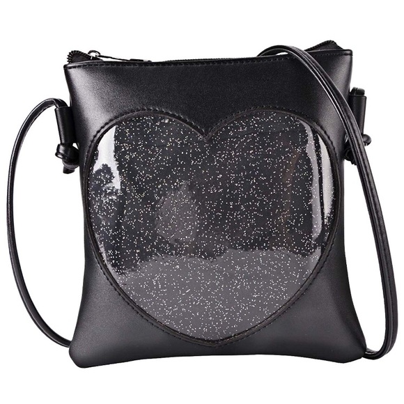 Handbags - NEW All Black Love Heart Small Purse